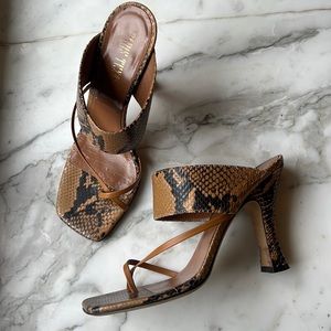 Paris Texas Brown Snake Print Heels
